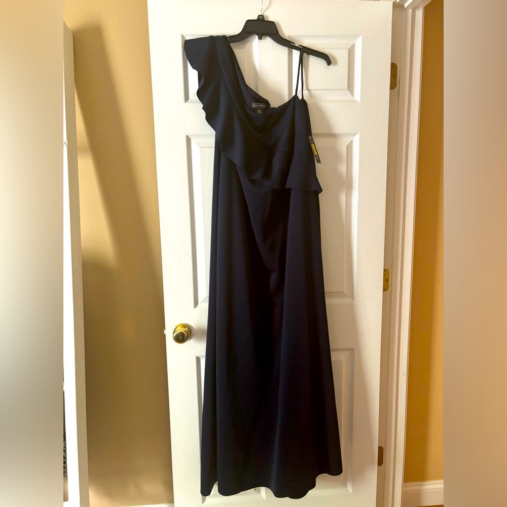 Navy one shoulder dress